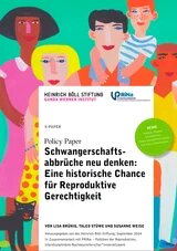 Illustration einer bunten Familie, darüber Text: Schwangerschaftsabbrüche neu denken